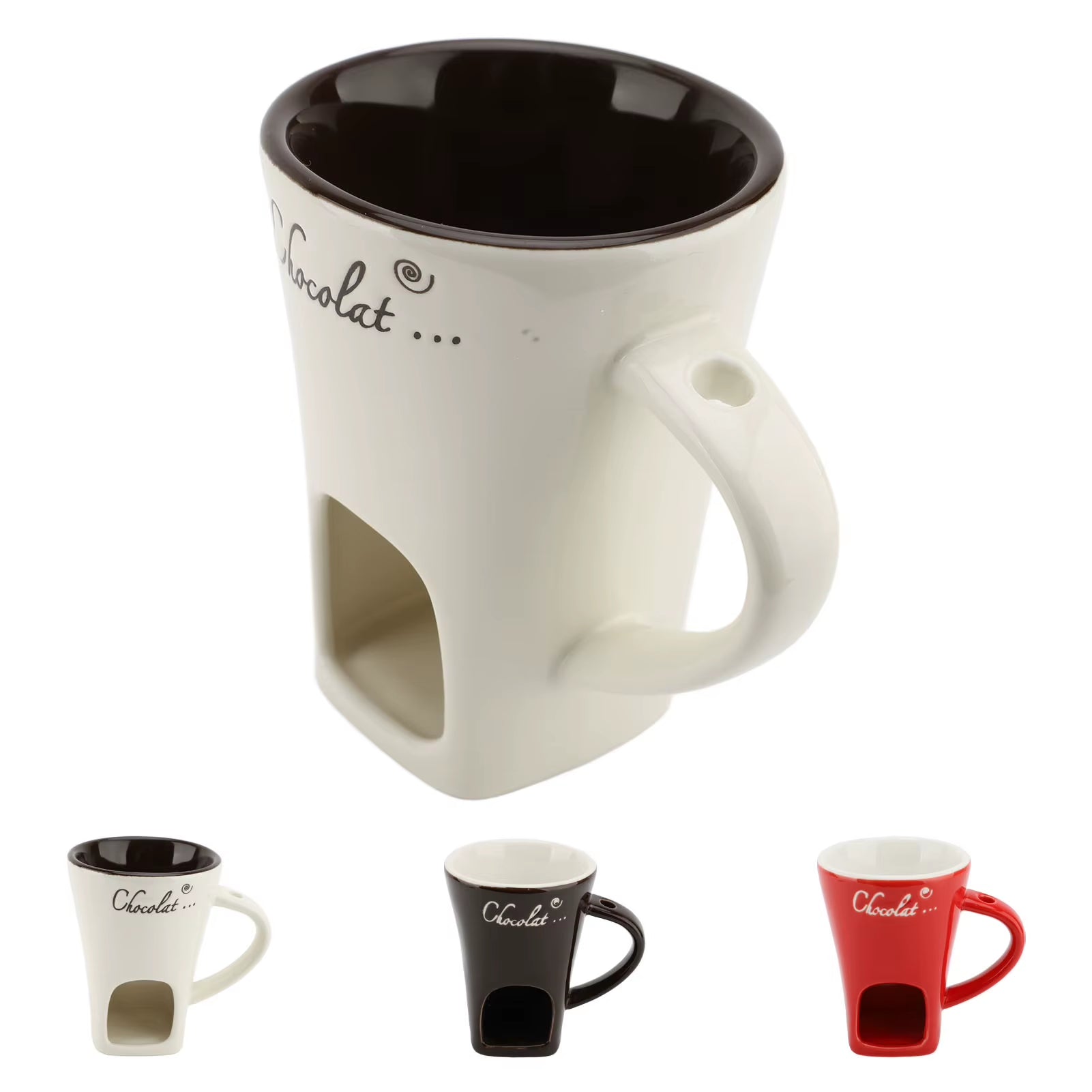 Chocolate Melting Fondue Mug Ceramic Butter Warmer Pot Chocolate Melting Supplies with Fork for Kitchen
