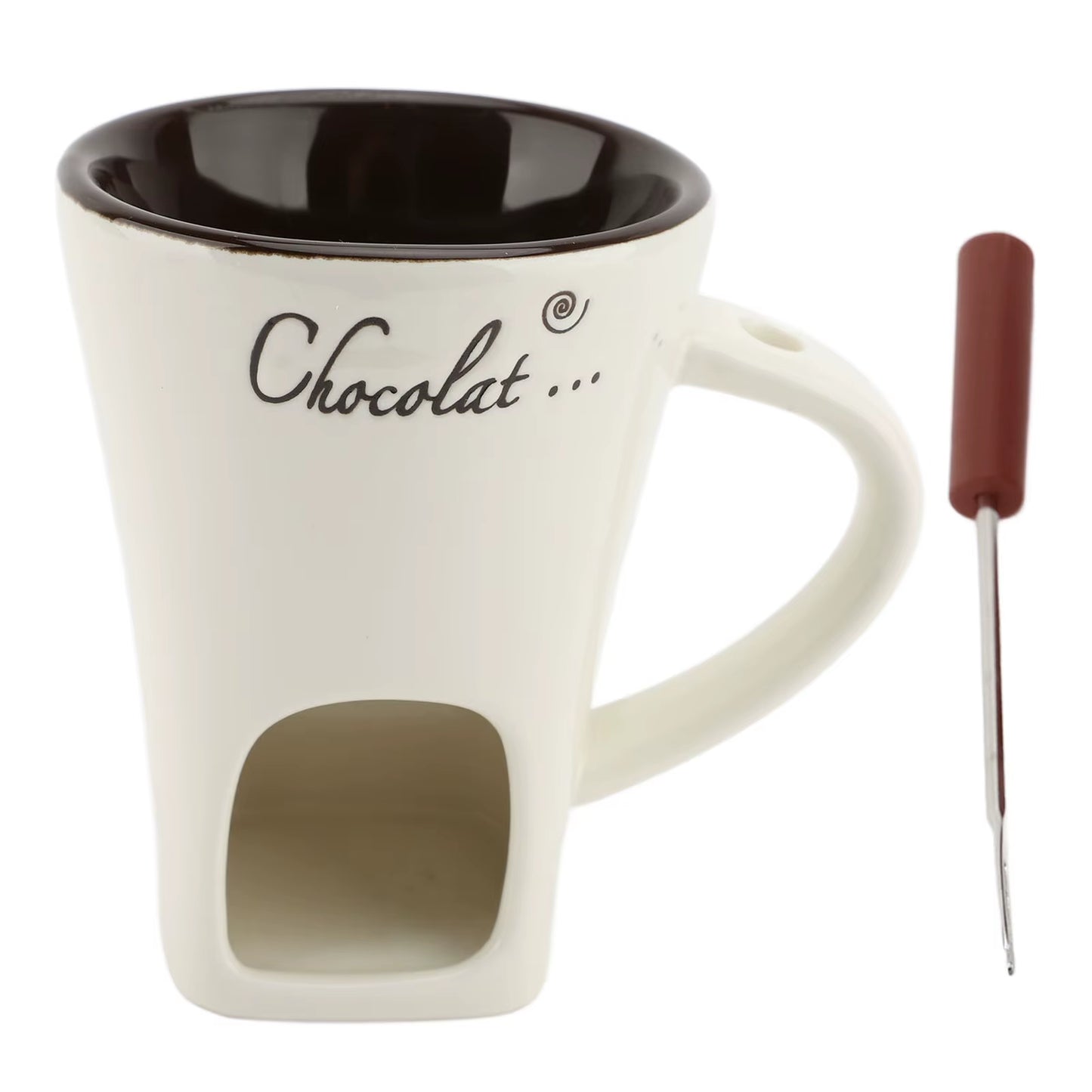 Chocolate Melting Fondue Mug Ceramic Butter Warmer Pot Chocolate Melting Supplies with Fork for Kitchen
