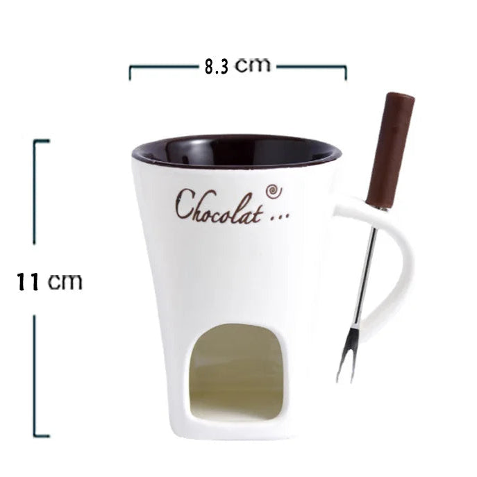 European Candle Cup Cheese Chocolate Melting Ceramic Mug Heating Food Ceramic Mug with Fork Creative Coffee Mug Tableware 130ML